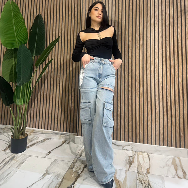 Jeans cargo zip