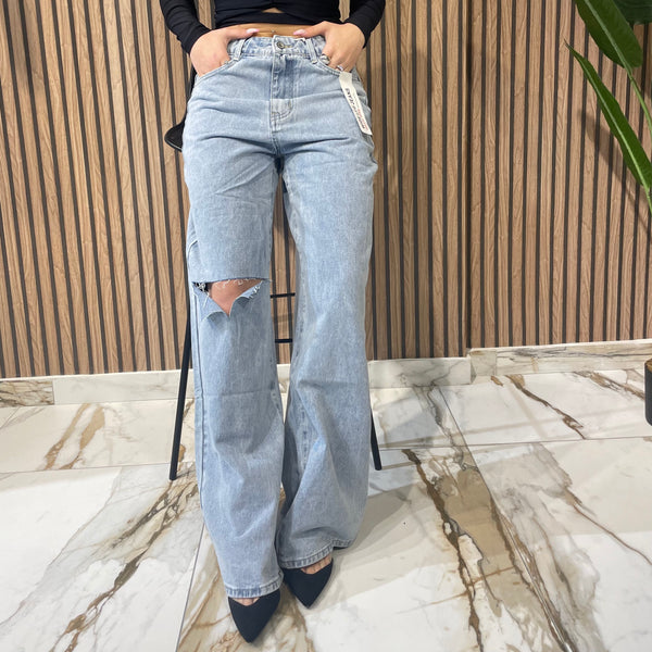 Jeans wide leg rip